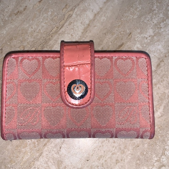 BRIGHTON wallet, pink croc print leather with pink hearts fabric. Adorable! - Picture 3 of 16